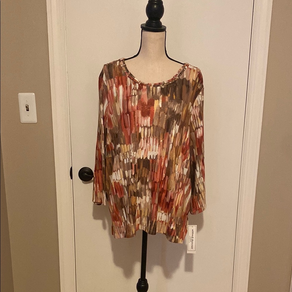 Alfred Dunner Orange Red Long Sleeve Top